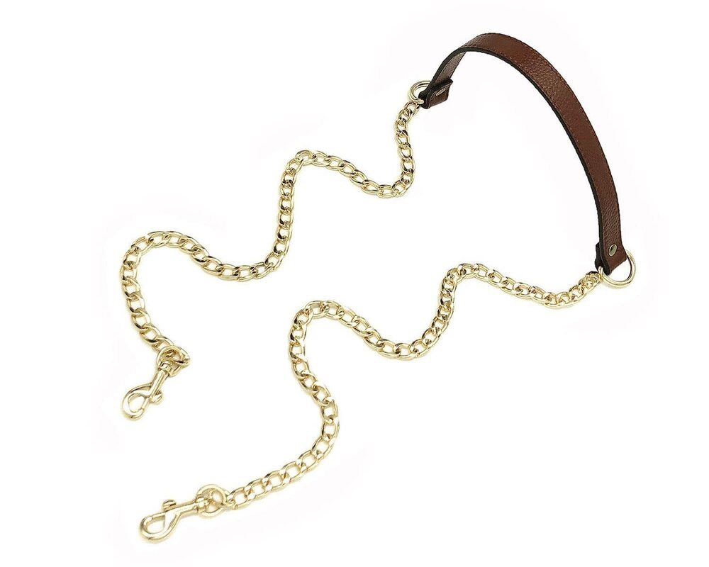 4094 Replacement Chain & Leather Shoulder Crossbody Strap Coffee
